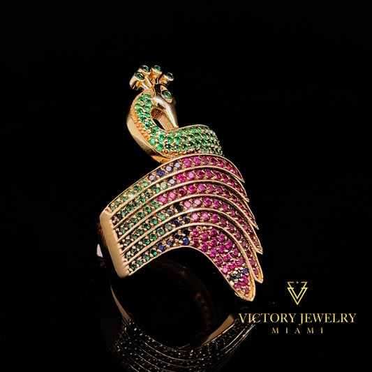 14K Gold Peacock Ring